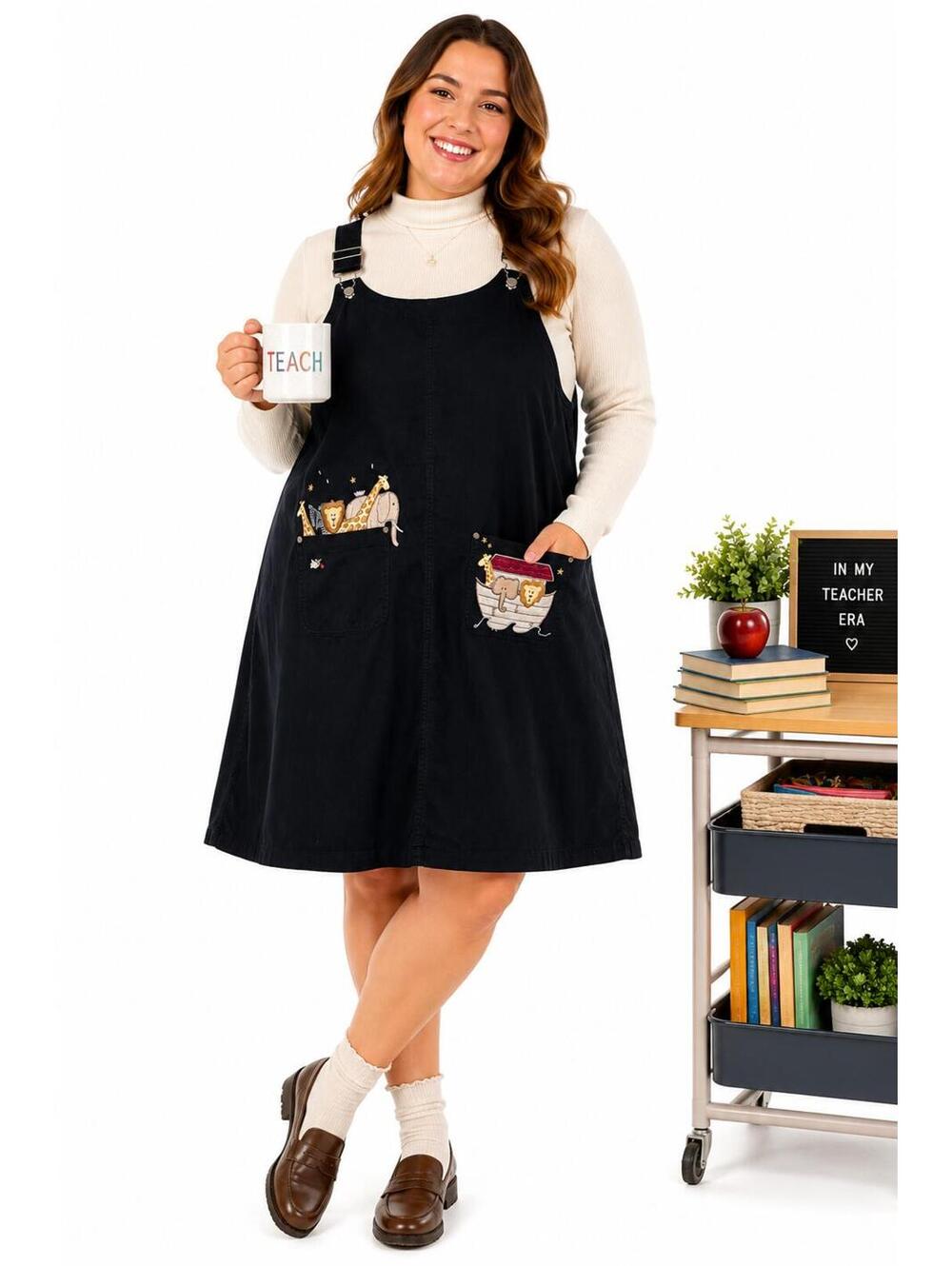 Vintage C.J. Banks Noah’s Ark Embroidered Overall Dress Cotton Pinafore Cottage